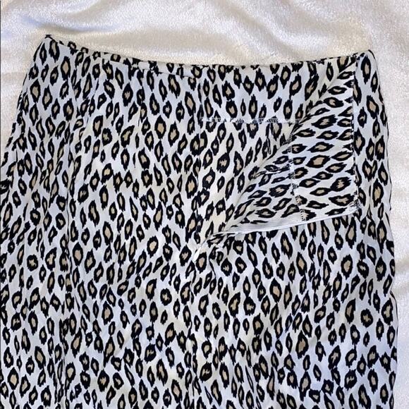 Lush black, white, and tan animal print ruffle midi skirt | Sz XS - Picture 5 of 8